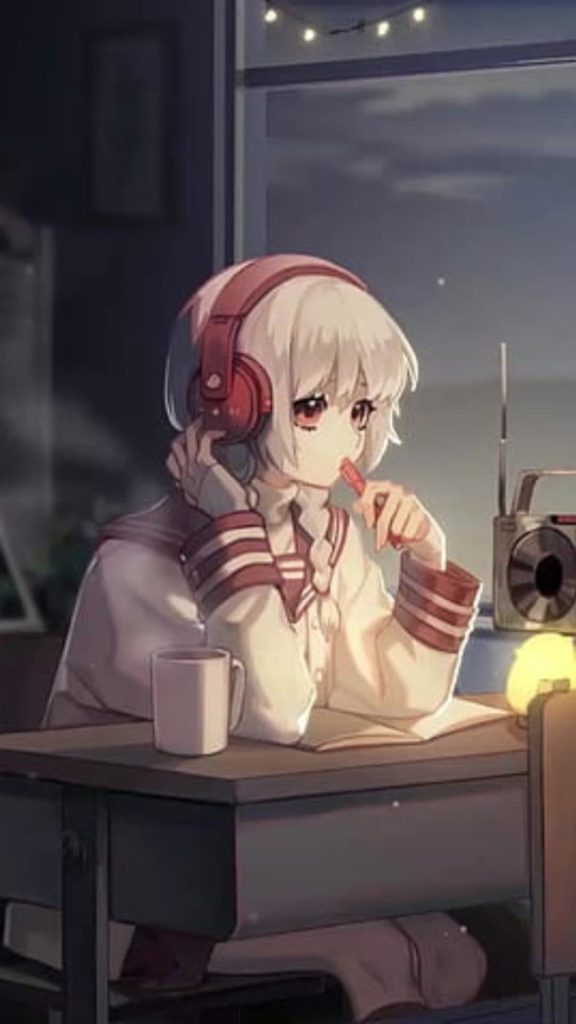 Anime Girl Listening to Music Wallpaper (12)