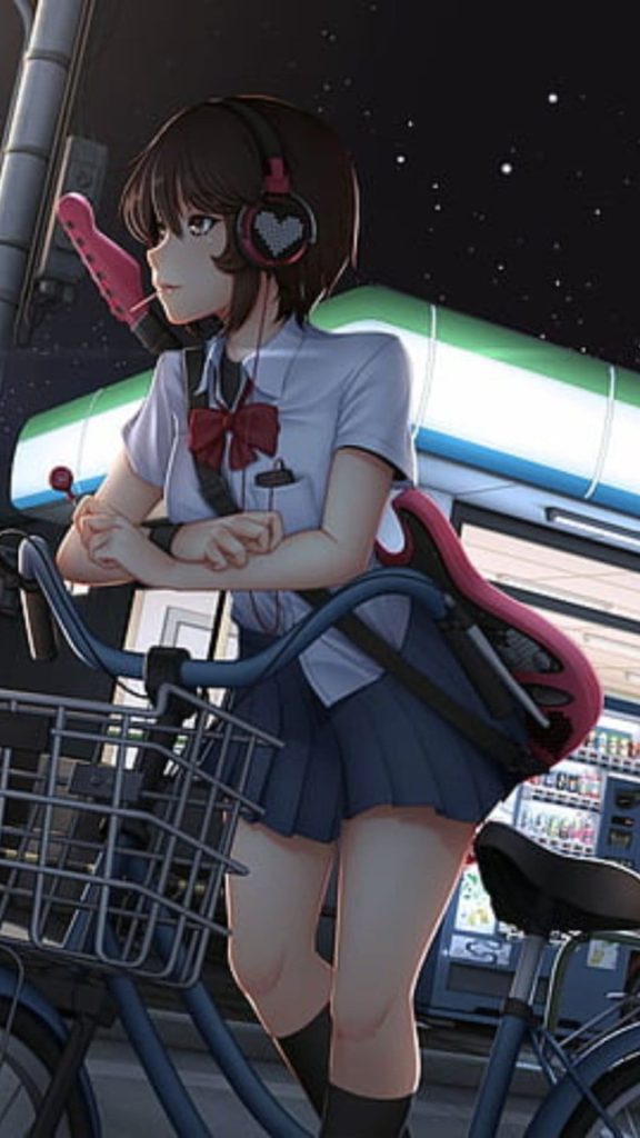 Anime Girl Listening to Music Wallpaper (3)