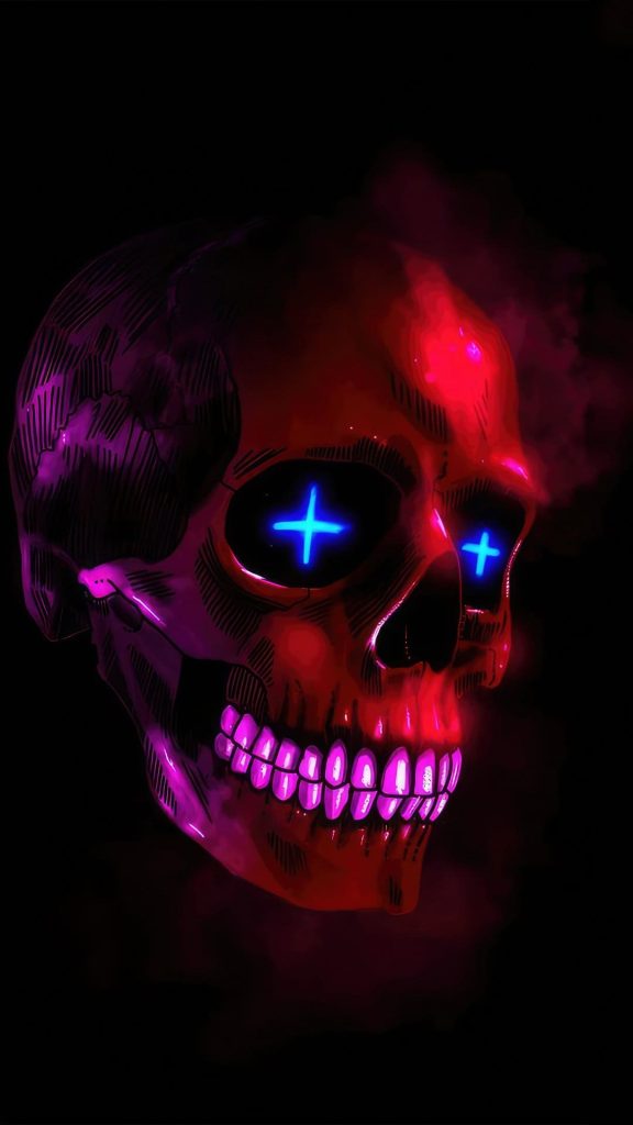 Red and Blue Skull Wallpaper