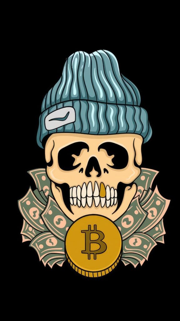 Skull and Bitcoin Cool Wallpaper