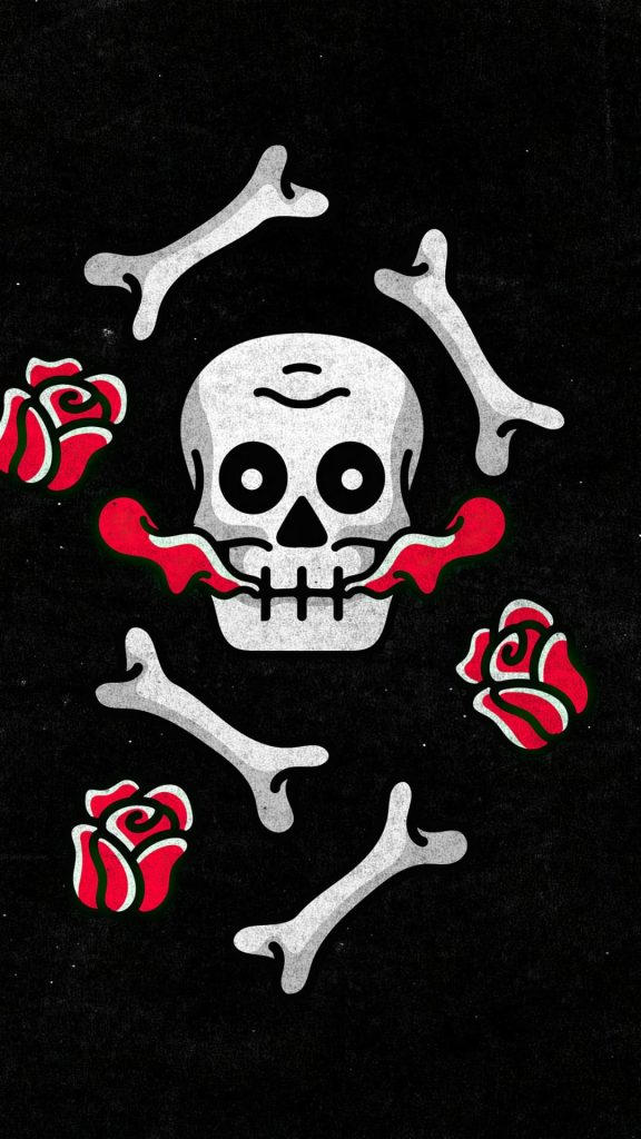 Skull and Roses Dark Wallpaper